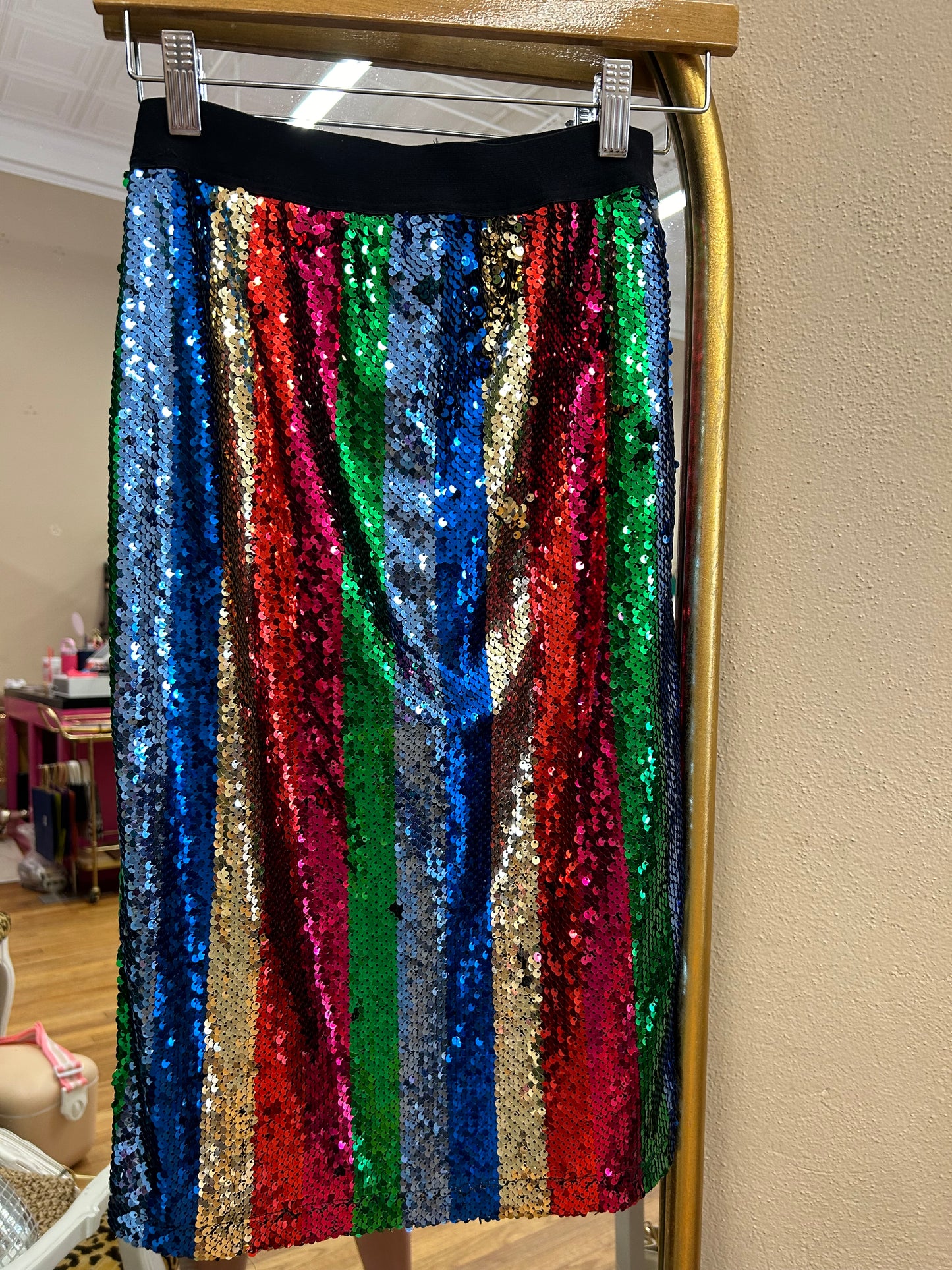 Sequin Stripe Skirt