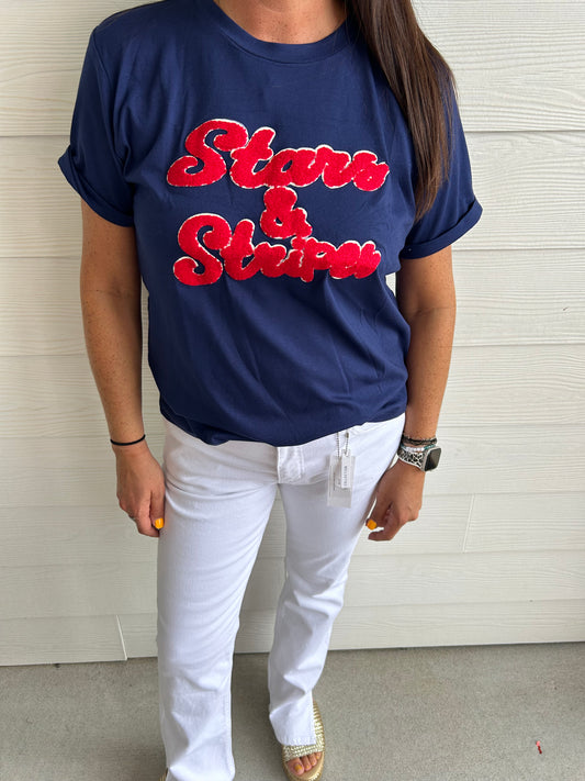 Stars and Stripes chenille patch tee