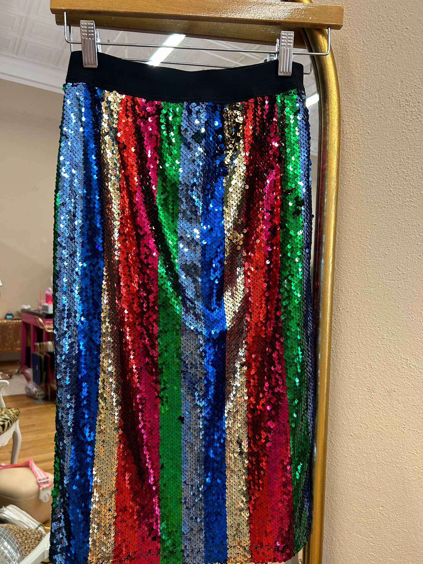 Sequin Stripe Skirt