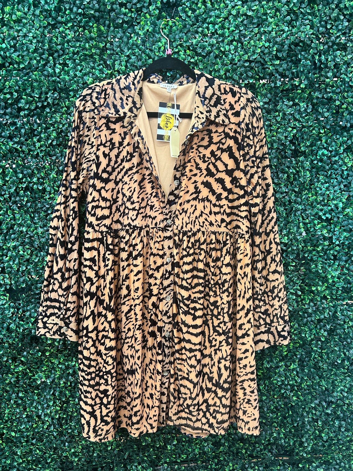 Velvet Tiger Dress Camel